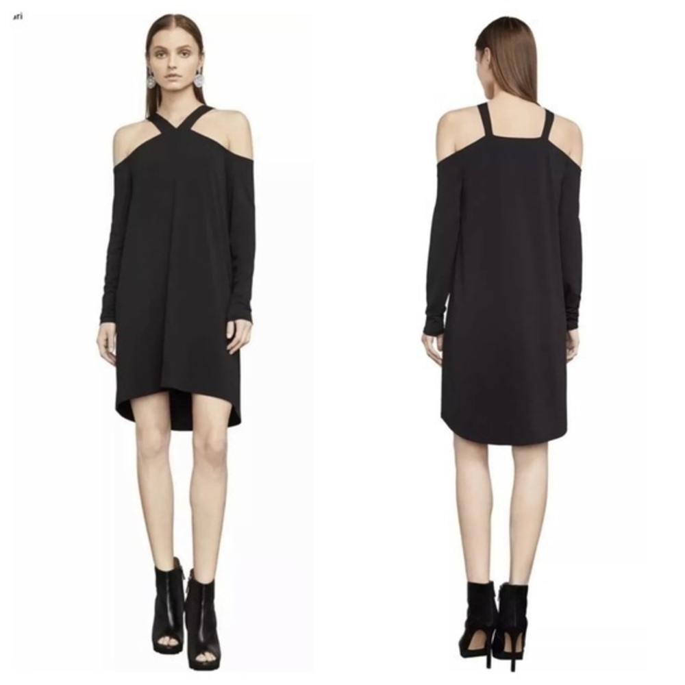 BCBGMaxazria Adaly black cold shoulder tunic dress LL2